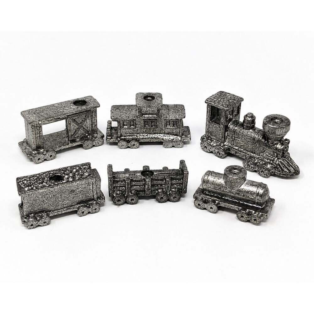 Vintage Metzke Pewter Birthday Train Candle Holder Set 1984 Six Piece Train